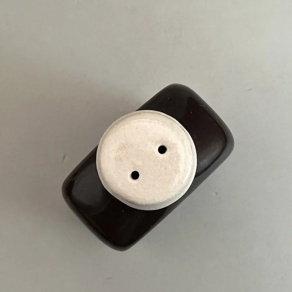 Vintage Watkins Vanilla Bottle Black Pepper Tin Ceramic Salt Pepper Shakers Set
